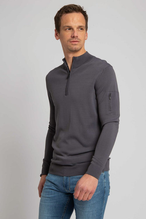 Suitable halve rits trui rafe antraciet | Slim-fit