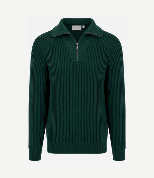 halve rits trui sailor wool blend donkergroen