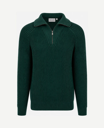 halve rits trui sailor wool blend donkergroen