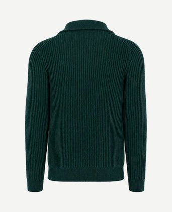 halve rits trui sailor wool blend donkergroen