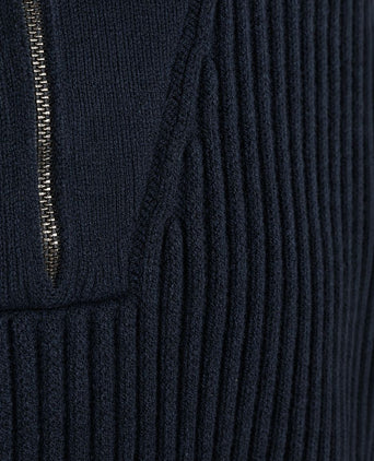 halve rits trui sailor wool blend donkerblauw