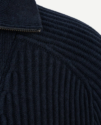 halve rits trui sailor wool blend donkerblauw