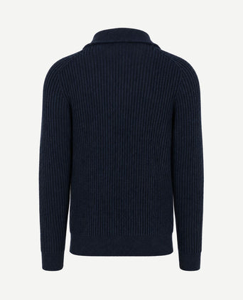 halve rits trui sailor wool blend donkerblauw