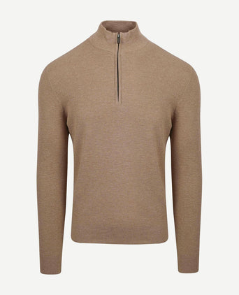Suitable halve rits trui structuur beige | Regular-fit