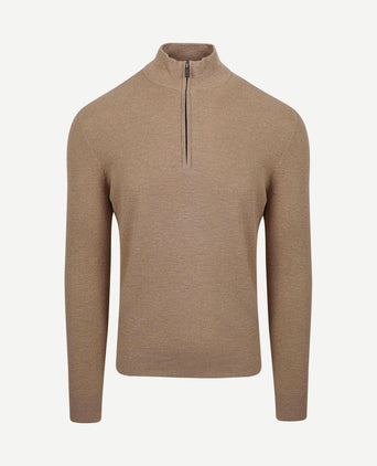 halve rits trui structuur beige