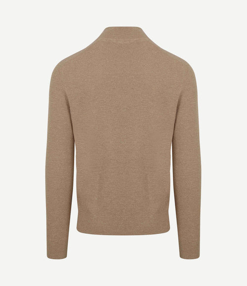 halve rits trui structuur beige