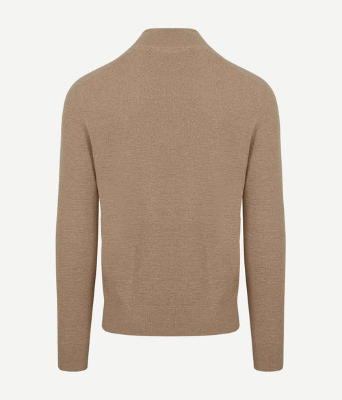 Suitable halve rits trui structuur beige | Regular-fit