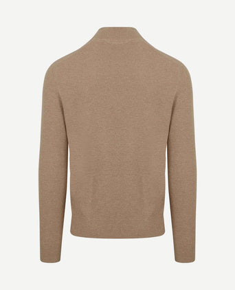 halve rits trui structuur beige
