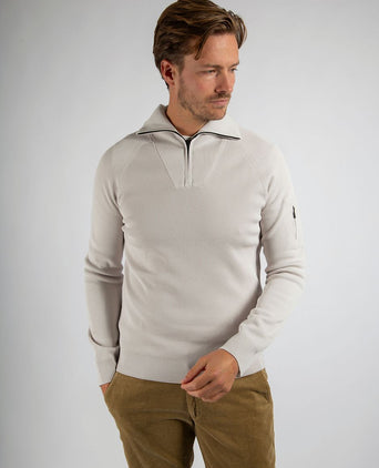 halve rits trui tias cooldry knit greige