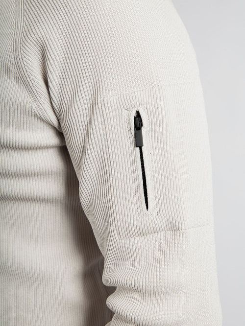 Suitable halve rits trui tias cooldry knit greige | Slim-fit