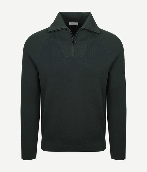 Suitable halve rits trui tias cooldry knit mosgroen | Slim-fit