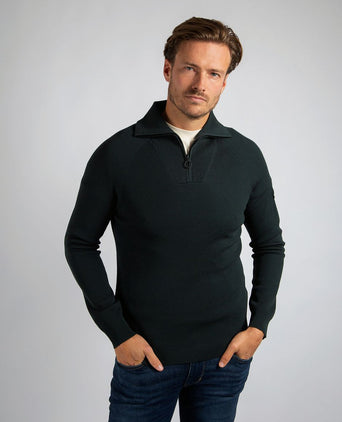 Suitable halve rits trui tias cooldry knit mosgroen | Slim-fit