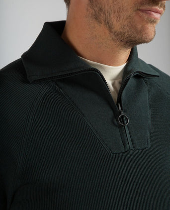 Suitable halve rits trui tias cooldry knit mosgroen | Slim-fit