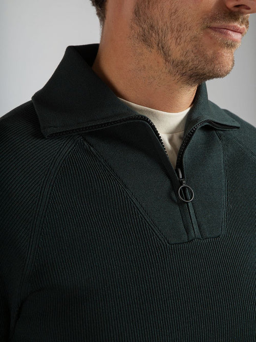 halve rits trui tias cooldry knit mosgroen