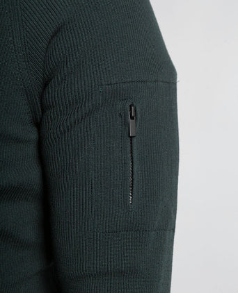 Suitable halve rits trui tias cooldry knit mosgroen | Slim-fit