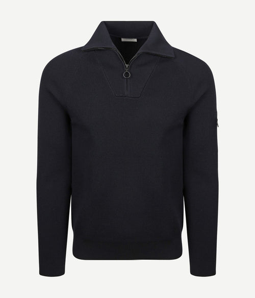 Suitable halve rits trui tias cooldry knit donkerblauw | Slim-fit