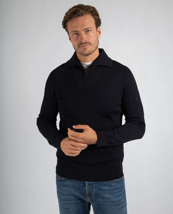 Suitable halve rits trui tias cooldry knit donkerblauw | Slim-fit