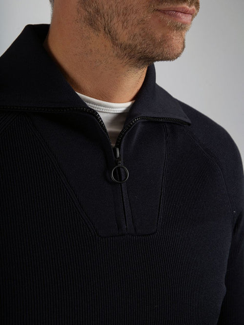 halve rits trui tias cooldry knit donkerblauw
