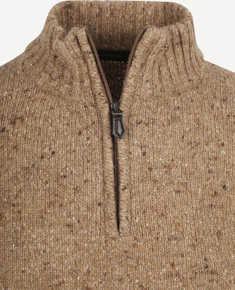 Suitable halve rits trui tweed wol blend beige | Regular-fit