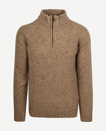 Suitable halve rits trui tweed wol blend beige | Regular-fit