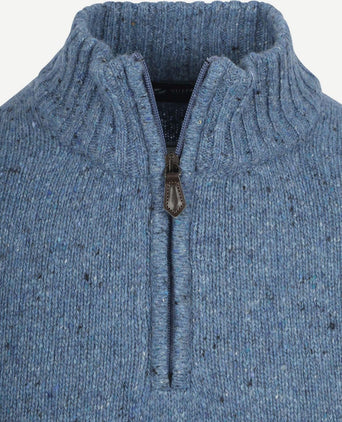 Suitable halve rits trui tweed wol blend blauw | Regular-fit