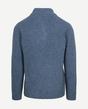 Suitable halve rits trui tweed wol blend blauw | Regular-fit
