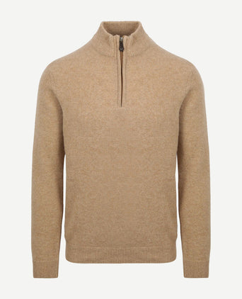 Suitable halve rits trui wol beige