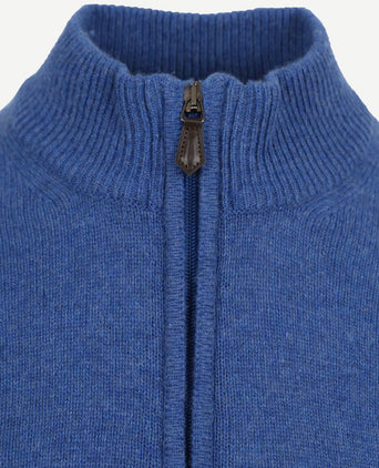 Suitable halve rits trui wol blauw