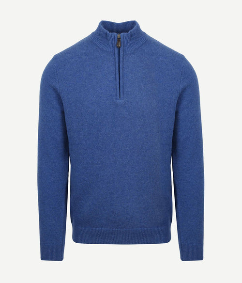 Suitable halve rits trui wol blauw