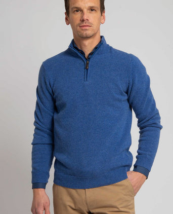 Suitable halve rits trui wol blauw