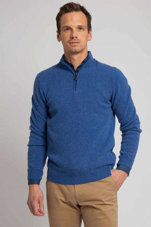 Suitable halve rits trui wol blauw