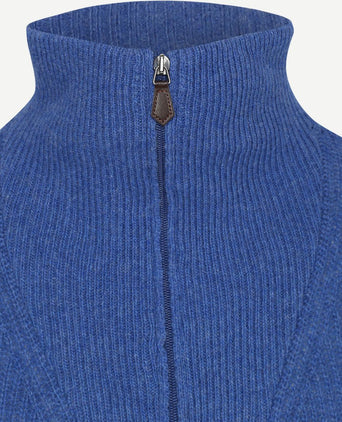 Suitable halve rits trui wol blend blauw
