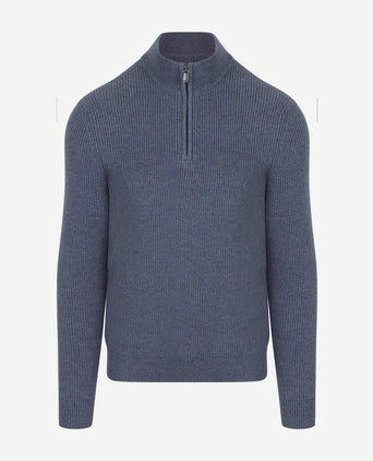 halve rits trui wol blend donkerblauw