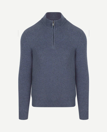 halve rits trui wol blend donkerblauw