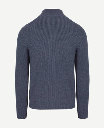halve rits trui wol blend donkerblauw