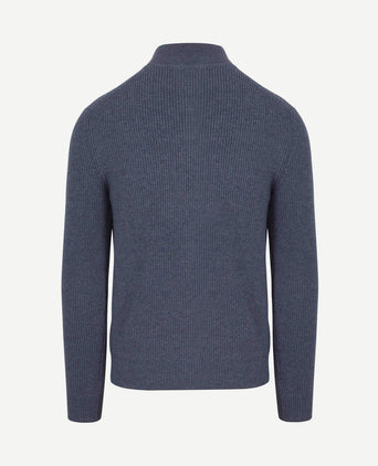 halve rits trui wol blend donkerblauw