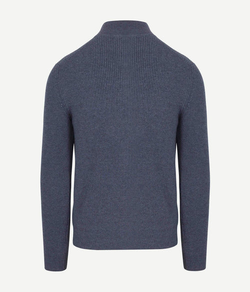 Suitable halve rits trui wol blend donkerblauw