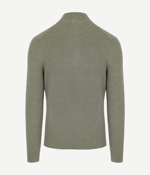 Suitable halve rits trui wol blend groen