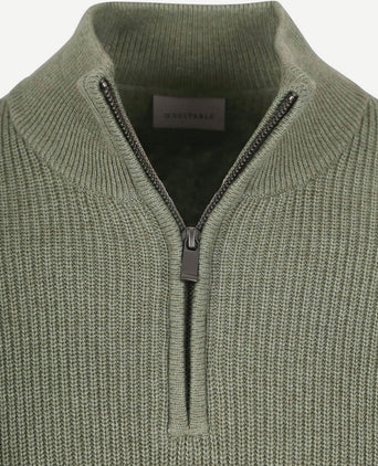 Suitable halve rits trui wol blend groen
