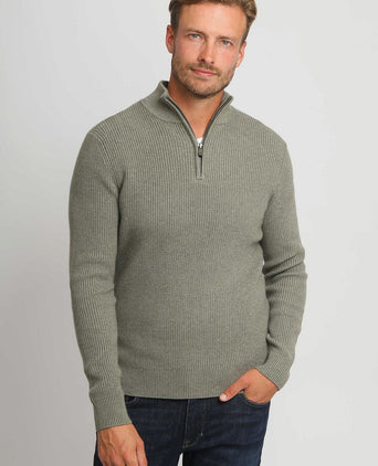 Suitable halve rits trui wol blend groen