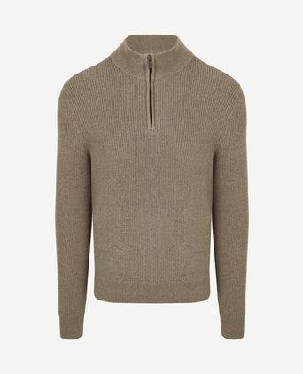 halve rits trui wol blend taupe