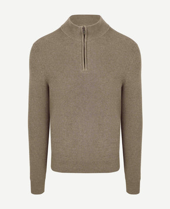 halve rits trui wol blend taupe