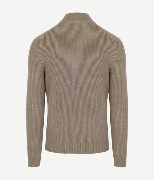 Suitable halve rits trui wol blend taupe