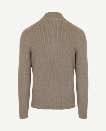 halve rits trui wol blend taupe