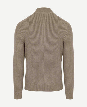 halve rits trui wol blend taupe