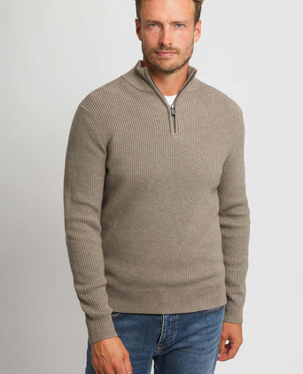halve rits trui wol blend taupe