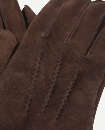 Suede handschoen donkerbruin