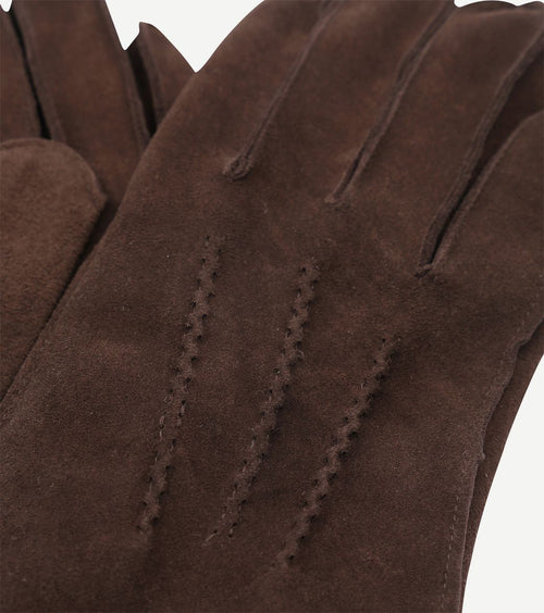 Suede handschoen donkerbruin
