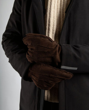 Suitable suede handschoen donkerbruin