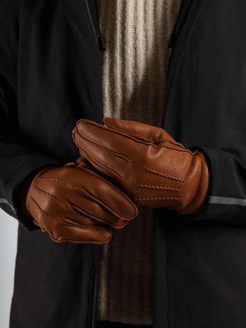 Handschoen leer camel